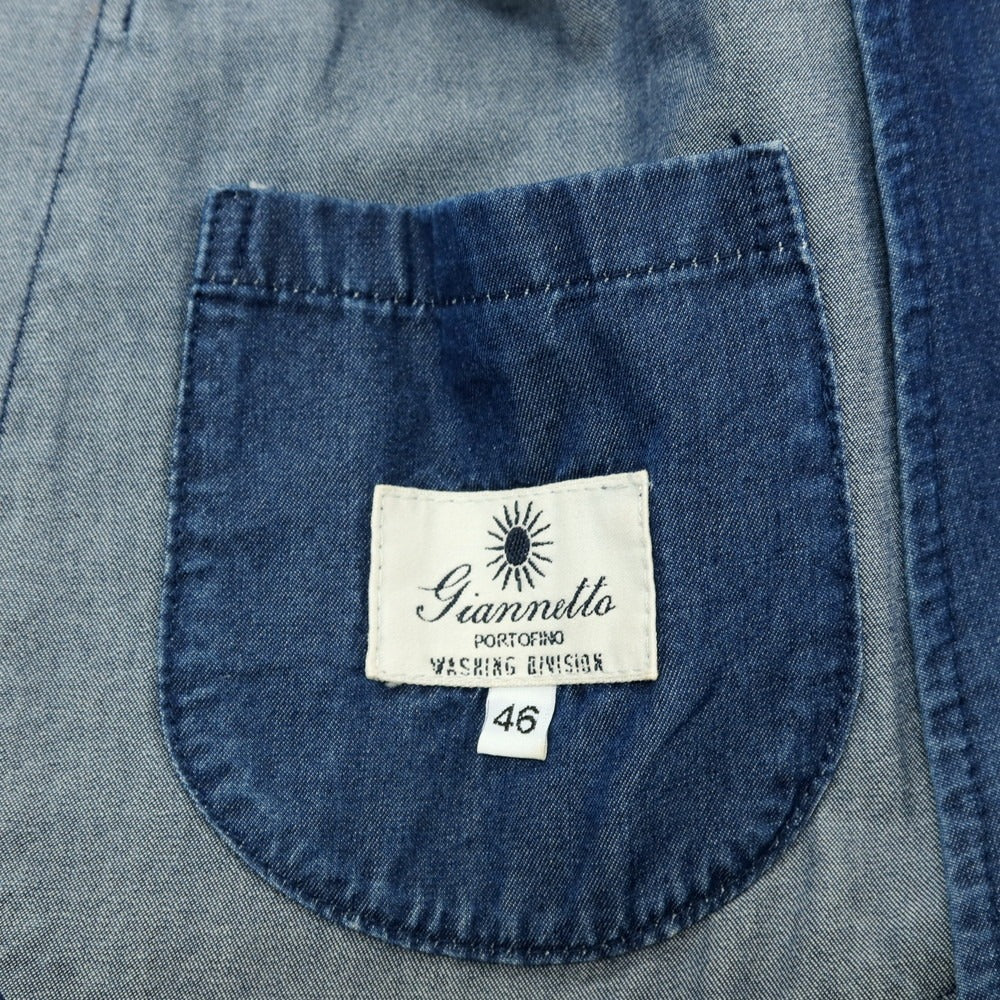 【中古】ジャンネット giannetto コットン シャンブレー 2B カジュアルジャケット ネイビー【サイズ46】【 状態ランクB 】【 メンズ 】