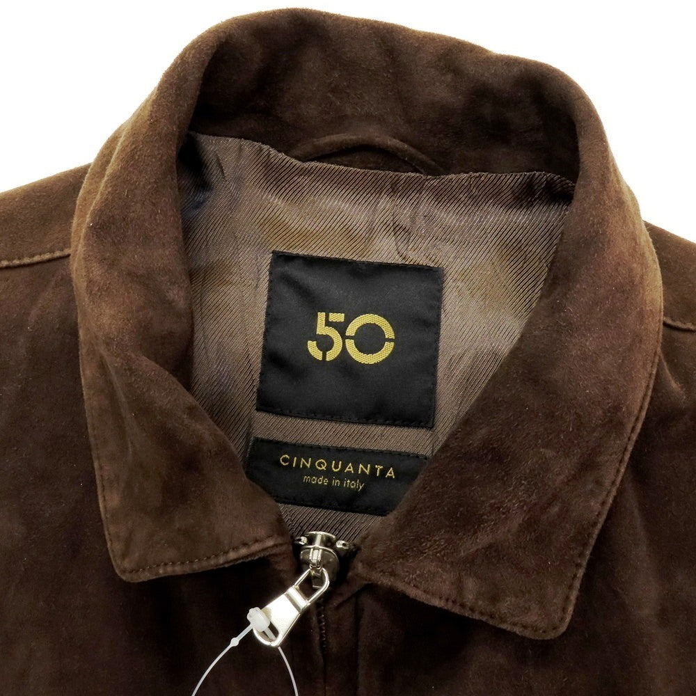 【中古】チンクアンタ Cinquanta シープスエード ダブルジップ レザーブルゾン ブラウン【 44 】【 状態ランクD 】【 メンズ 】