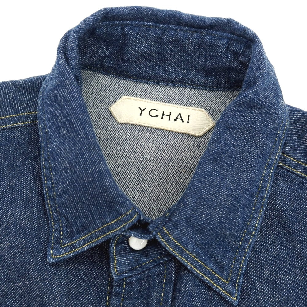 【中古】イカイ YCHAI コットンリネン デニム ウエスタンシャツ ネイビー【 M 】【 状態ランクB 】【 メンズ 】