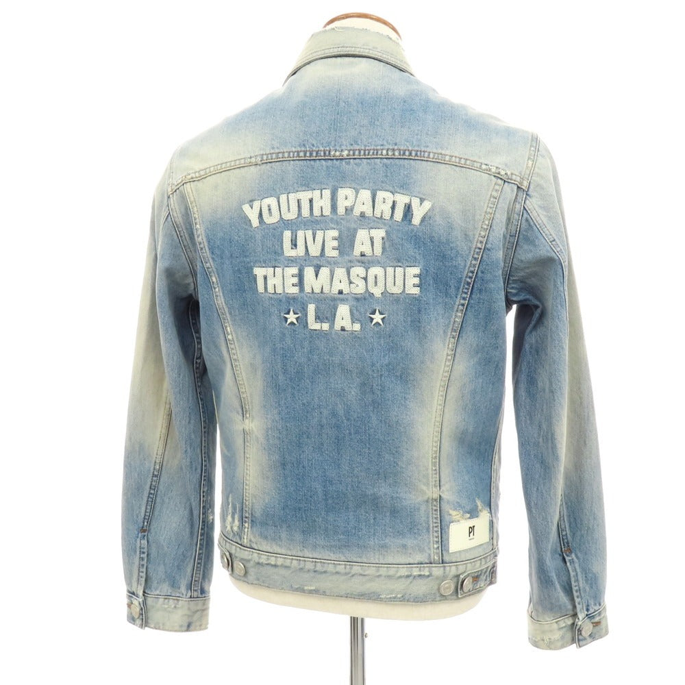【中古】ピーティートリノ PT TORINO ダメージ加工 コットン デニムジャケット ライトブルー【 48 】【 状態ランクB 】【 メンズ 】