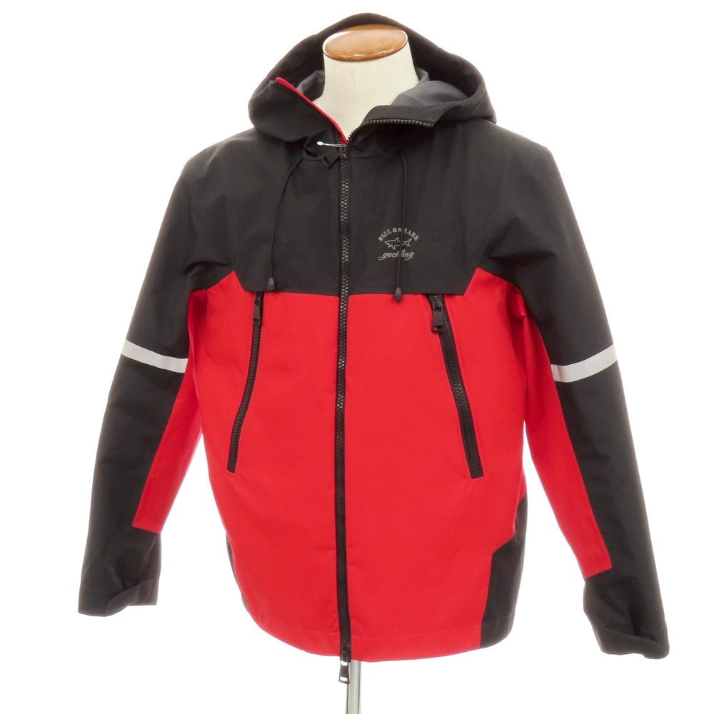 【中古】ポールアンドシャーク PAUL&SHARK ポリエステル フーデッド シェルジャケット レッドxブラック【 M 】【 状態ランクB 】【 メンズ 】