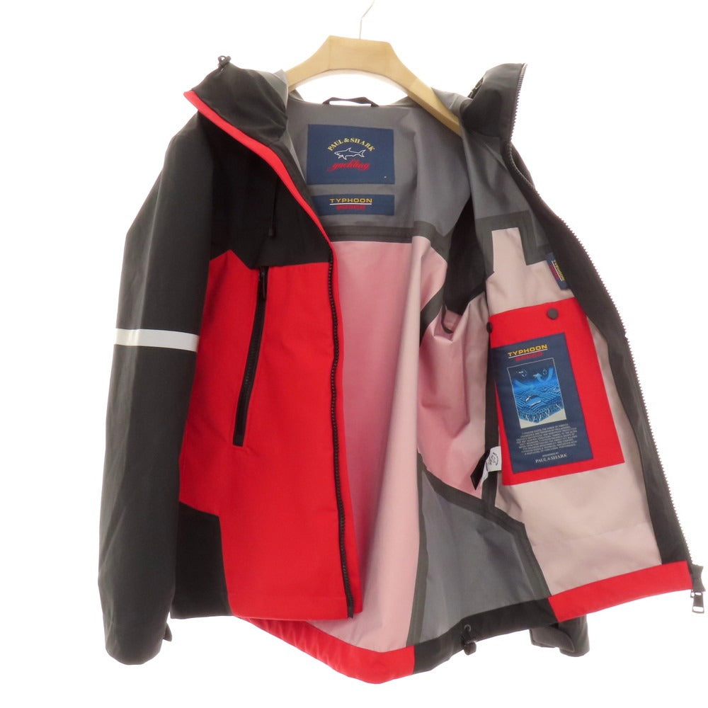 【中古】ポールアンドシャーク PAUL&SHARK ポリエステル フーデッド シェルジャケット レッドxブラック【 M 】【 状態ランクB 】【 メンズ 】