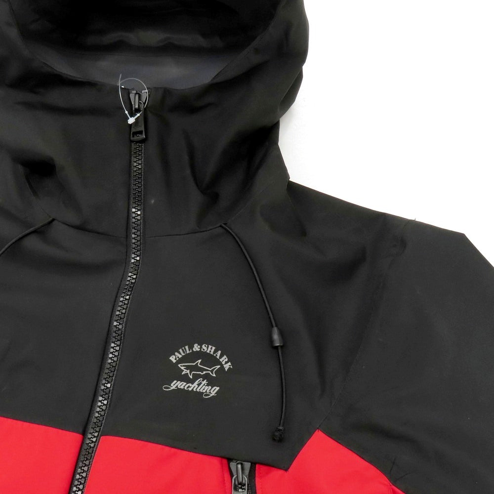 【中古】ポールアンドシャーク PAUL&SHARK ポリエステル フーデッド シェルジャケット レッドxブラック【 M 】【 状態ランクB 】【 メンズ 】