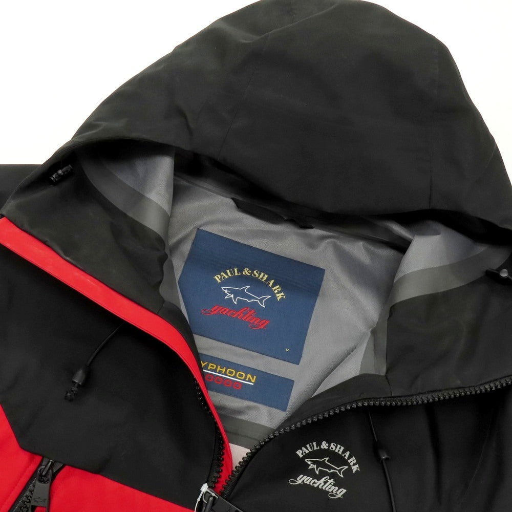 【中古】ポールアンドシャーク PAUL&SHARK ポリエステル フーデッド シェルジャケット レッドxブラック【 M 】【 状態ランクB 】【 メンズ 】