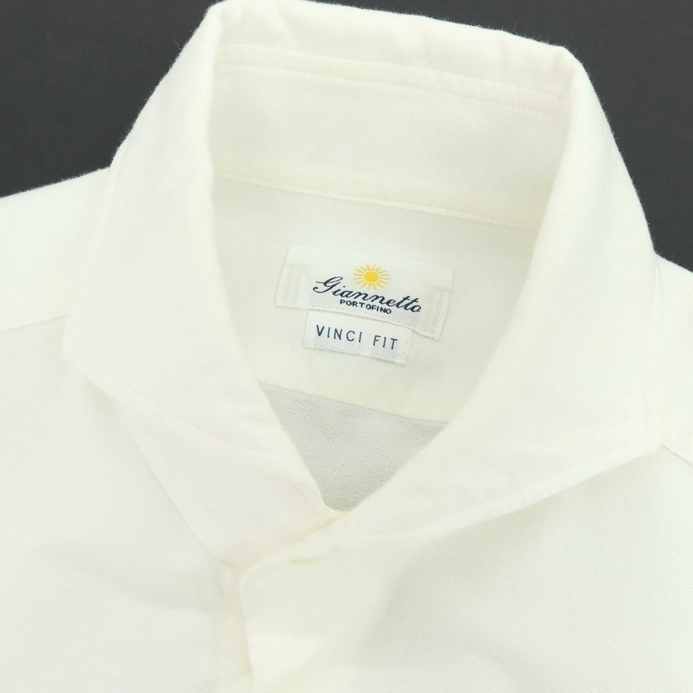 【中古】ジャンネット giannetto コットン ホリゾンタルカラー カジュアルシャツ ホワイト【 37 】【 状態ランクC 】【 メンズ 】