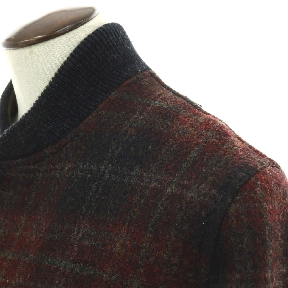 【中古】ロベルトコリーナ ROBERTO COLLINA ウール チェック スタジャン ワインレッド【 52 】【 状態ランクC 】【 メンズ 】