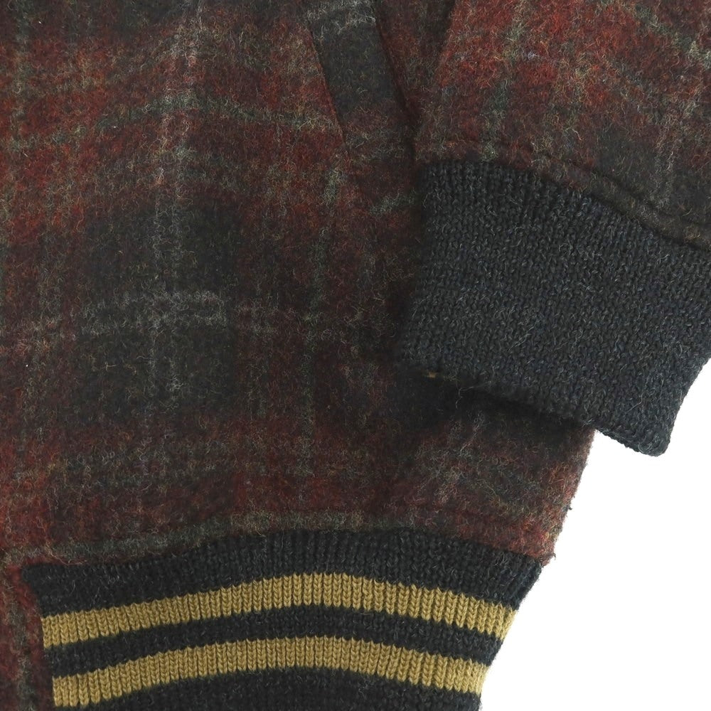 【中古】ロベルトコリーナ ROBERTO COLLINA ウール チェック スタジャン ワインレッド【 52 】【 状態ランクC 】【 メンズ 】