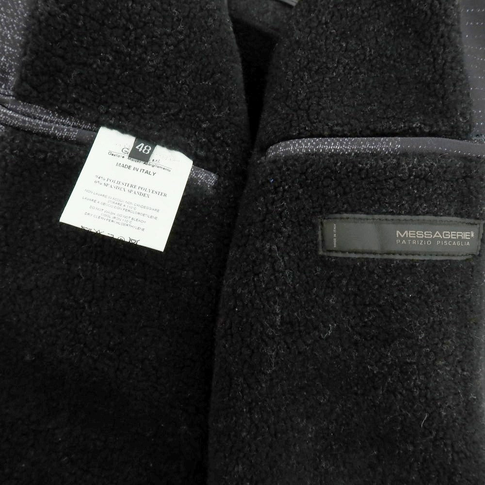 【中古】メッサジェリエ MESSAGERIE ストレッチ ポリエステル チェック スタジャン ブラック【 48 】【 状態ランクC 】【 メンズ 】