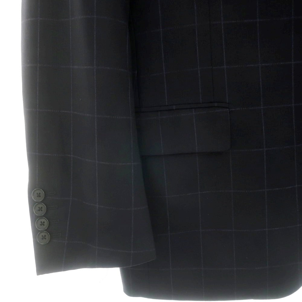 【中古】バーニーズニューヨーク BARNEYS NEWYORK ウール チェック 2つボタンスーツ ブラック【 50 】【 状態ランクC 】【 メンズ 】