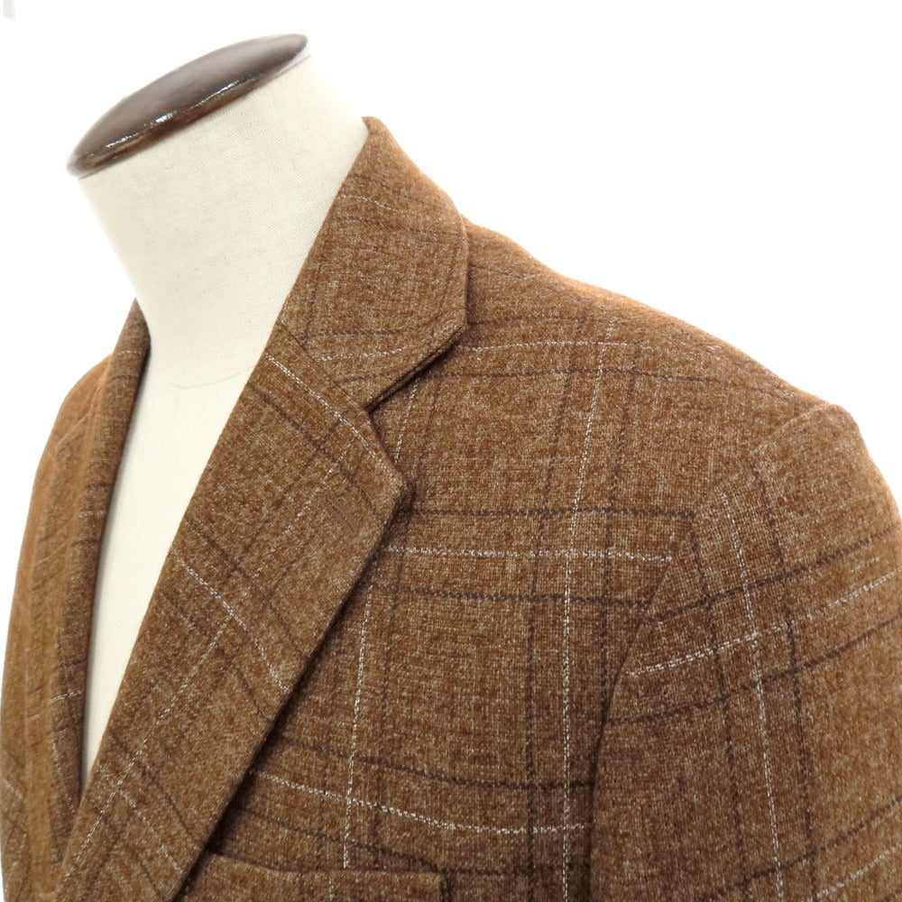 【中古】チルコロ1901 CIRCOLO 1901 ウールポリエステル チェック テーラードジャケット ブラウン【 50 】【 状態ランクB 】【 メンズ 】