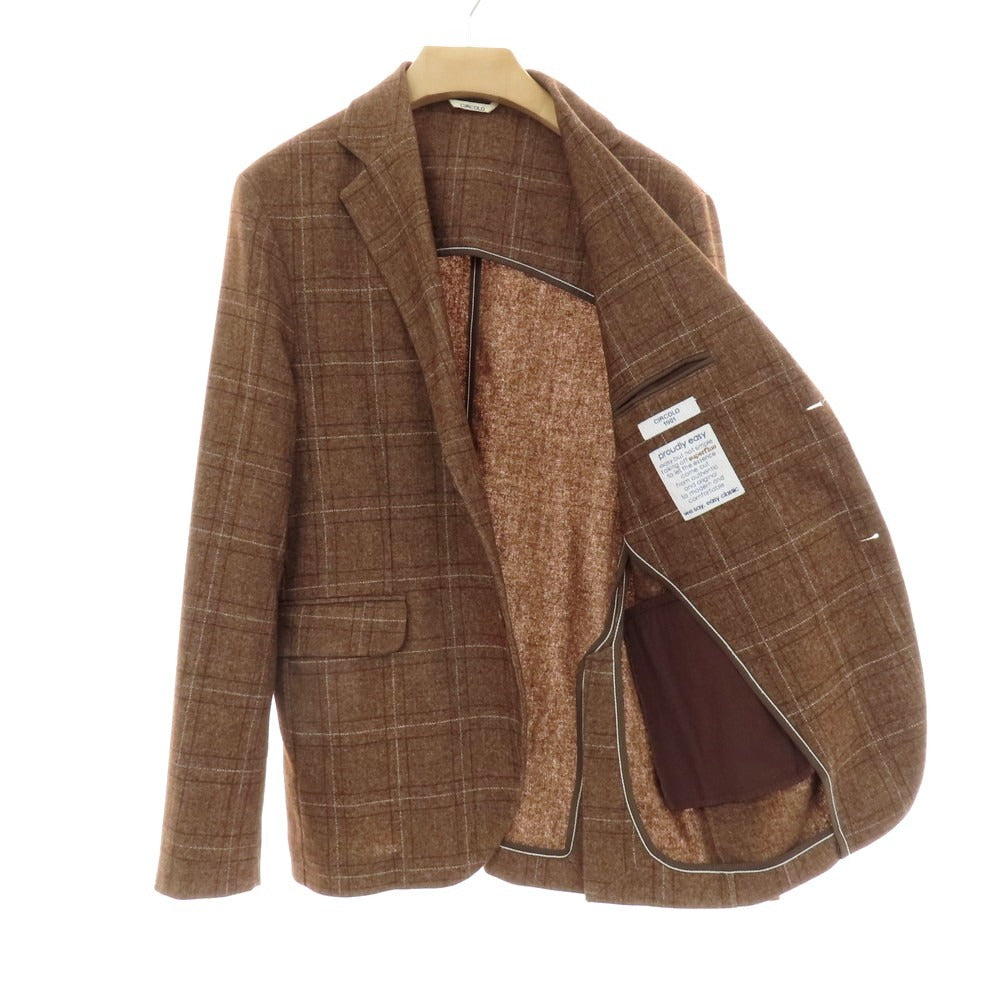 【中古】チルコロ1901 CIRCOLO 1901 ウールポリエステル チェック テーラードジャケット ブラウン【 50 】【 状態ランクB 】【 メンズ 】