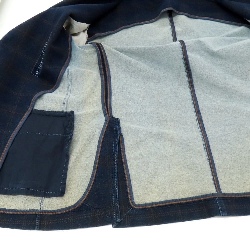 【中古】チルコロ1901 CIRCOLO 1901 スウェットコットン チェック カジュアルジャケット ネイビー【 50 】【 状態ランクD 】【 メンズ 】
