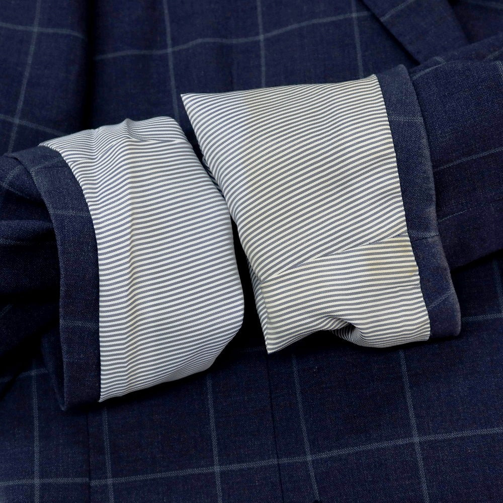 【中古】バーニーズニューヨーク BARNEYS NEWYORK ウール ウィンドウペーンチェック 2B テーラードジャケット ネイビー【サイズ50】【 状態ランクC 】【 メンズ 】