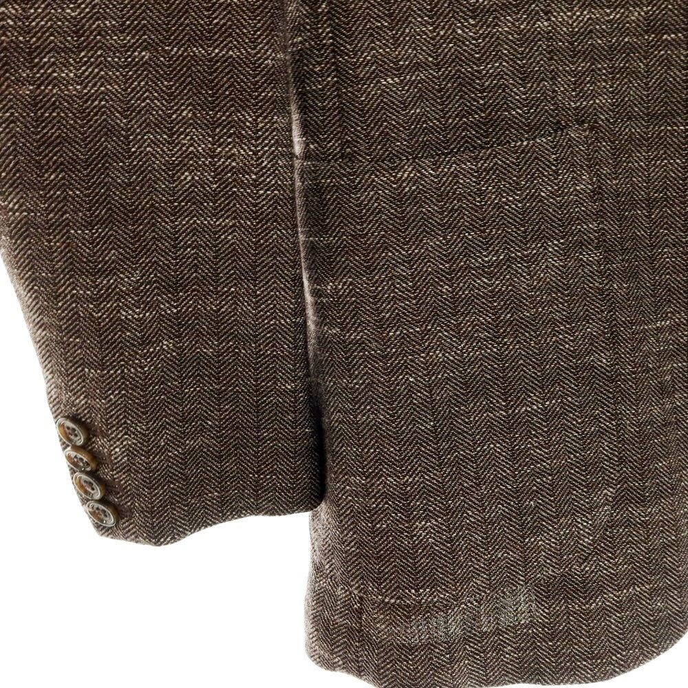 【中古】イレブンティ eleventy ウールコットンリネン ヘリンボーン 2B カジュアルジャケット ダークブラウン【サイズ50】【 状態ランクB 】【 メンズ 】