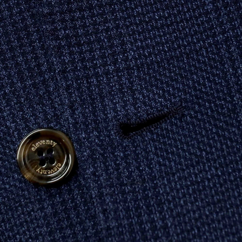 【中古】イレブンティ eleventy リネンコットンナイロン ジャージー グレンチェック 2B カジュアルジャケット ネイビー【サイズ50】【 状態ランクC 】【 メンズ 】