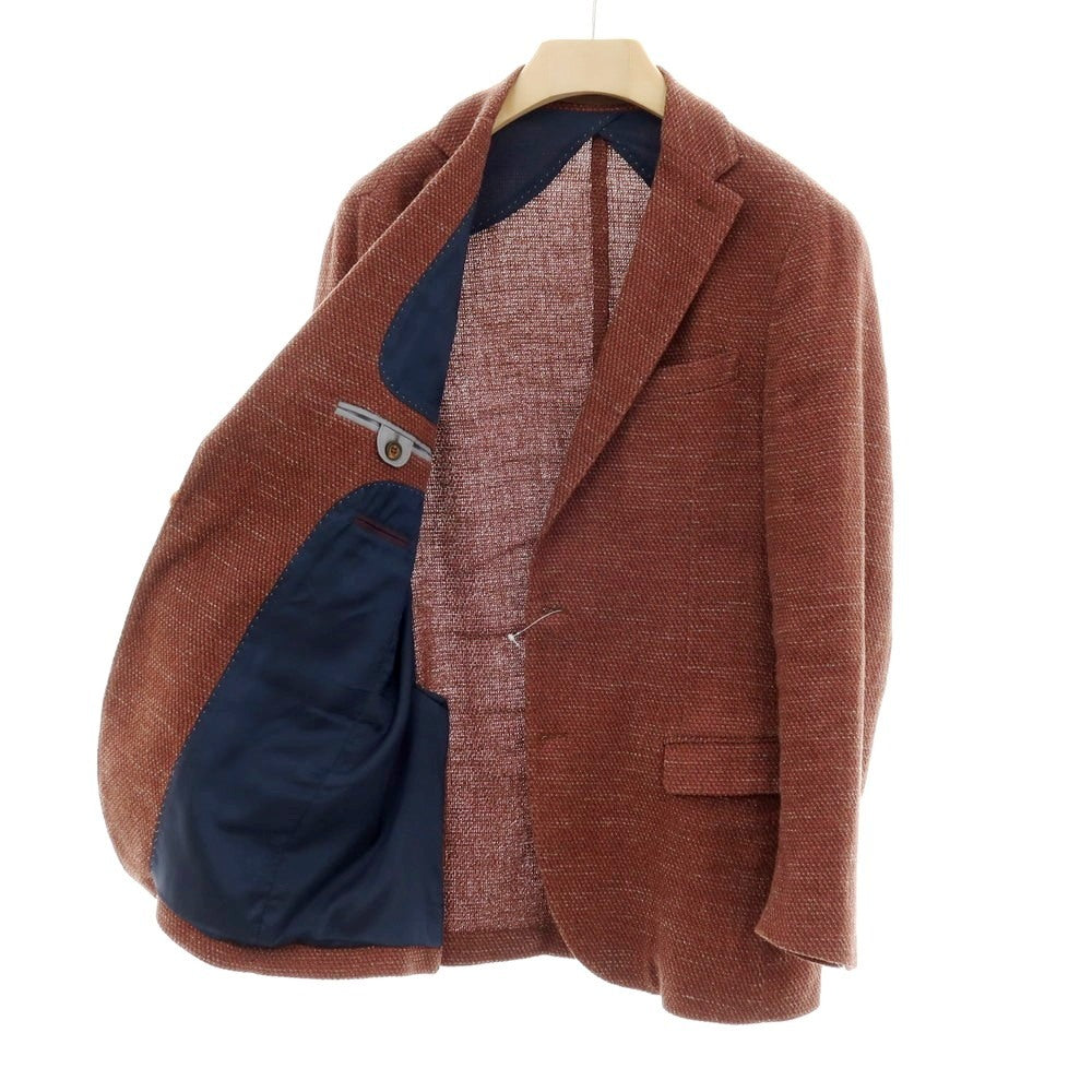 【中古】イレブンティ eleventy リネンコットンポリエステルビスコース 2B テーラードジャケット オレンジブラウン系【サイズ50】【 状態ランクC 】【 メンズ 】