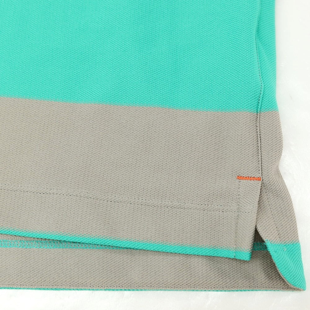 【中古】【未使用】ナイキ ゴルフ NIKE GOLF ドライフィット ポリエステル ボーダー 半袖ポロシャツ グレーxグリーン【サイズM】【 状態ランクS 】【 メンズ 】