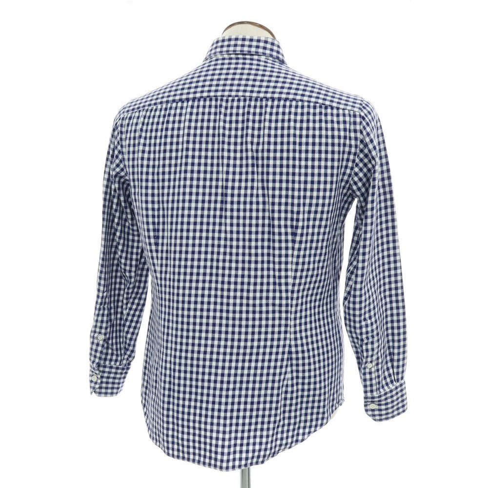 【中古】サルヴァトーレピッコロ Salvatore Piccolo コットン ギンガムチェック セミワイドカラー カジュアルシャツ ネイビーxホワイト【 41 】【 状態ランクB 】【 メンズ 】