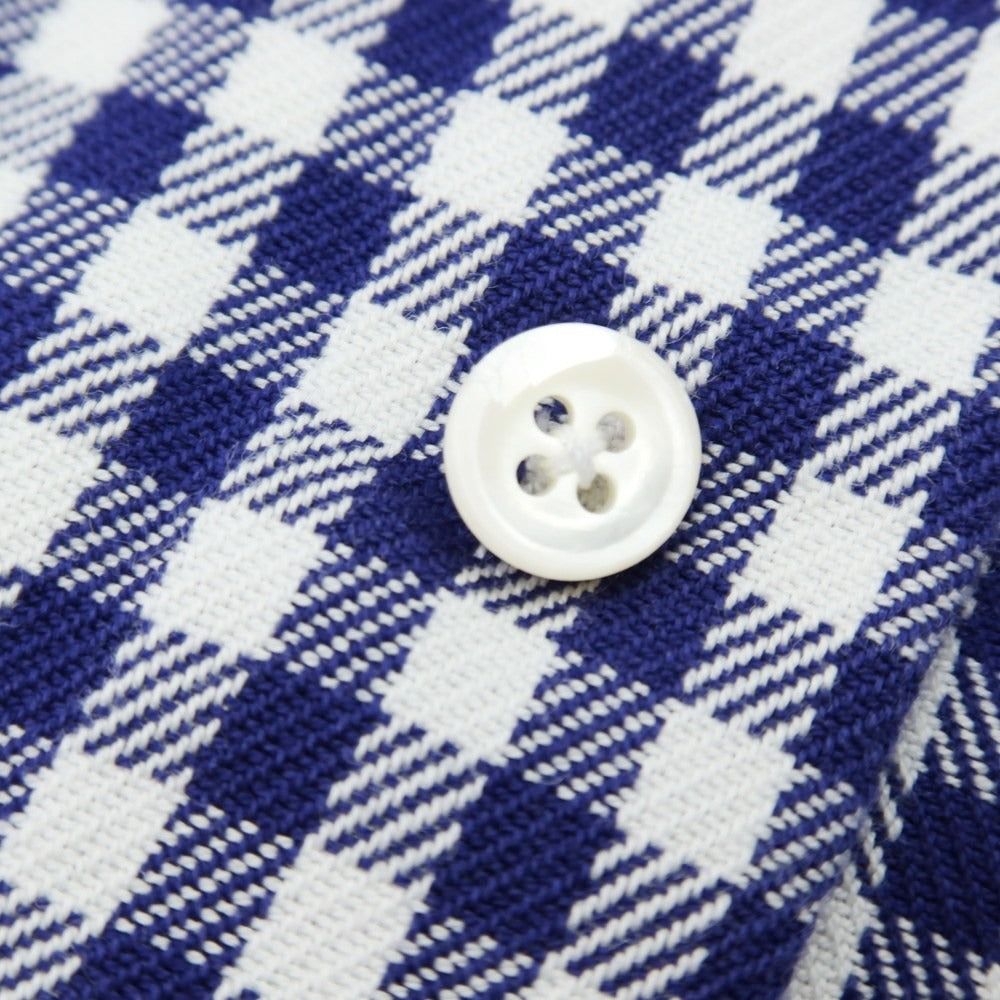 【中古】サルヴァトーレピッコロ Salvatore Piccolo コットン ギンガムチェック セミワイドカラー カジュアルシャツ ネイビーxホワイト【 41 】【 状態ランクB 】【 メンズ 】