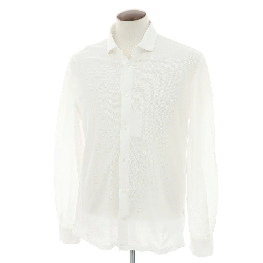 【中古】バルバ BARBA CULTO コットン セミワイドカラー カジュアルシャツ ホワイト【 42 】【 状態ランクB 】【 メンズ 】