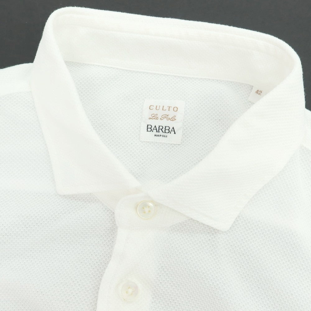 【中古】バルバ BARBA CULTO コットン セミワイドカラー カジュアルシャツ ホワイト【 42 】【 状態ランクB 】【 メンズ 】