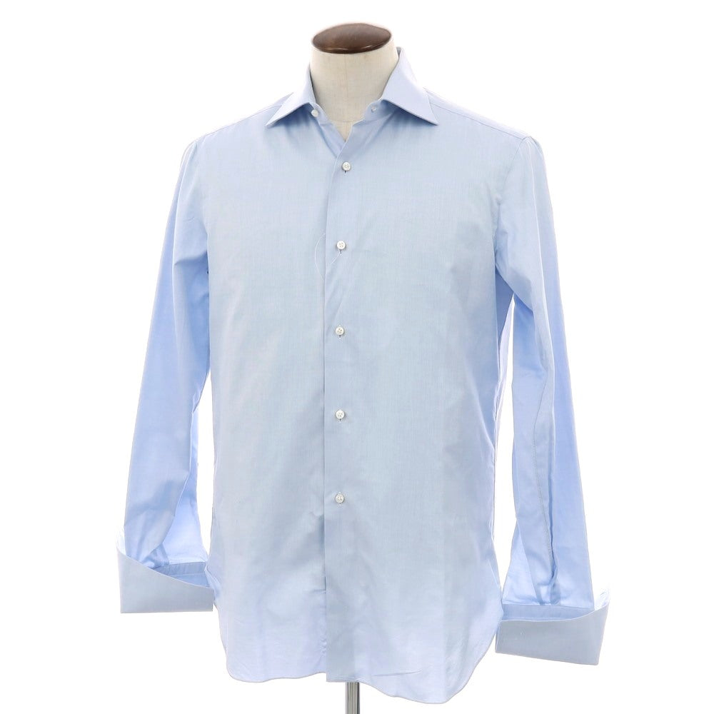 【中古】バルバ BARBA コットン ダブルカフス セミワイドカラー ドレスシャツ ライトブルー【 41 】【 状態ランクB 】【 メンズ 】