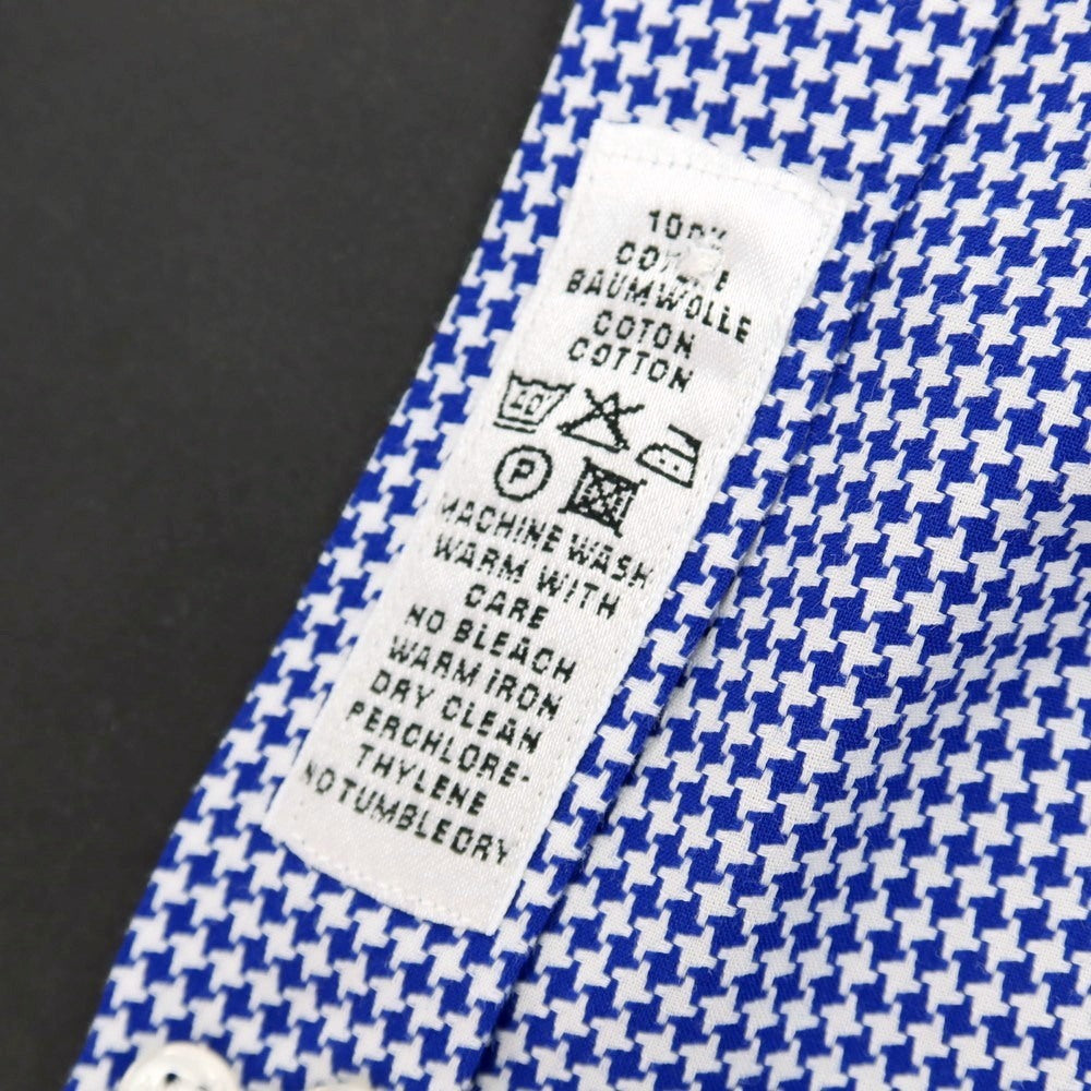 【中古】レコパン Les Copains コットン ハウンドトゥース ワイドカラー カジュアルシャツ ブルーxホワイト【 41 】【 状態ランクB 】【 メンズ 】