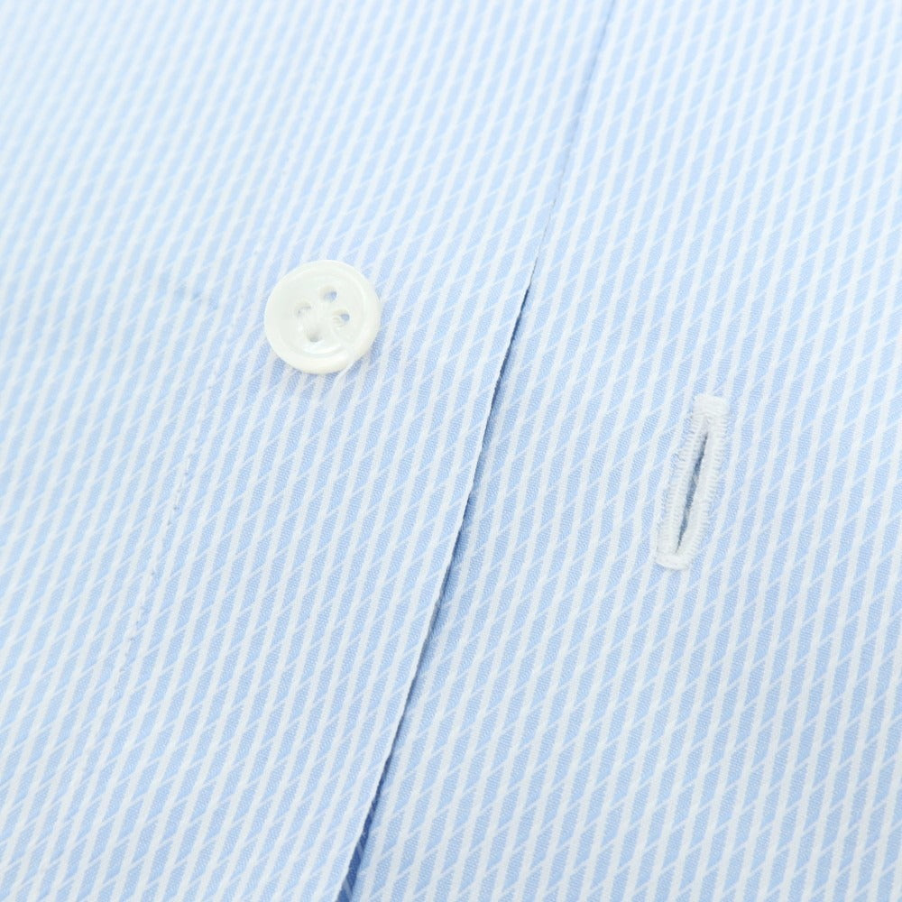 【中古】バーニーズニューヨーク BARNEYS NEWYORK コットン ストライプ セミワイドカラー クレリック ドレスシャツ ライトブルーxホワイト【 41 】【 状態ランクB 】【 メンズ 】