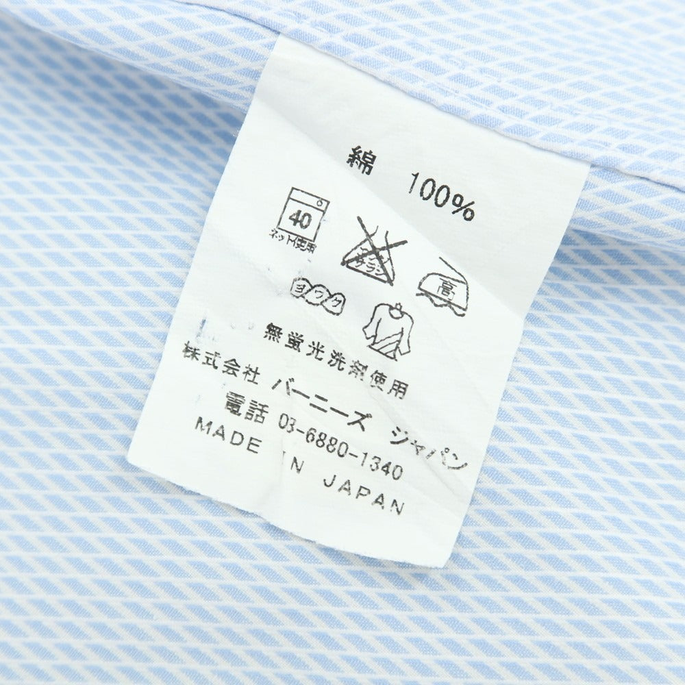【中古】バーニーズニューヨーク BARNEYS NEWYORK コットン ストライプ セミワイドカラー クレリック ドレスシャツ ライトブルーxホワイト【 41 】【 状態ランクB 】【 メンズ 】