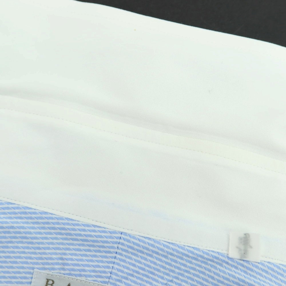【中古】バーニーズニューヨーク BARNEYS NEWYORK コットン ストライプ セミワイドカラー クレリック ドレスシャツ ライトブルーxホワイト【 41 】【 状態ランクB 】【 メンズ 】