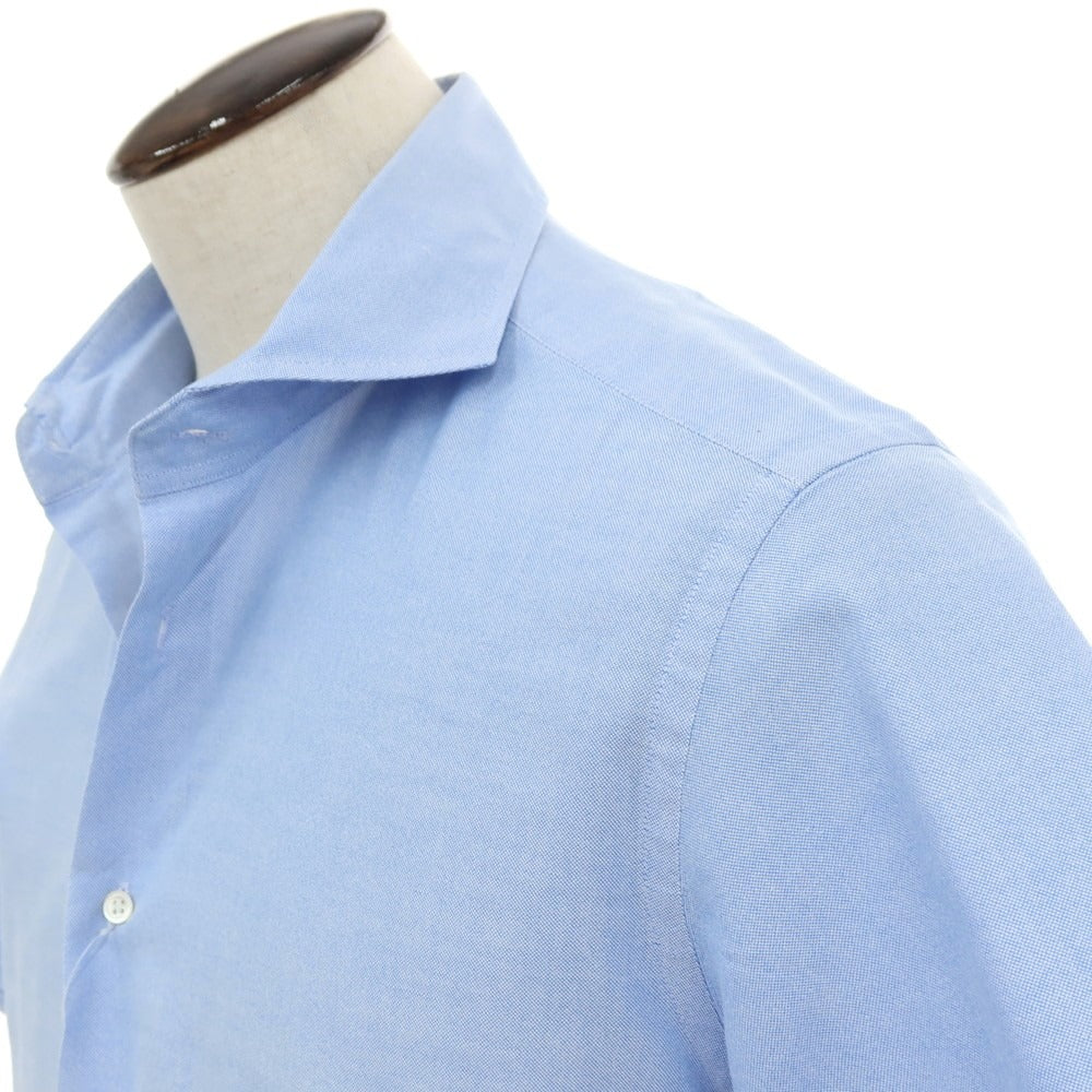 【中古】バーニーズニューヨーク BARNEYS NEWYORK コットンポリエステル ホリゾンタルカラー 半袖シャツ ブルー【サイズL】【 状態ランクC 】【 メンズ 】