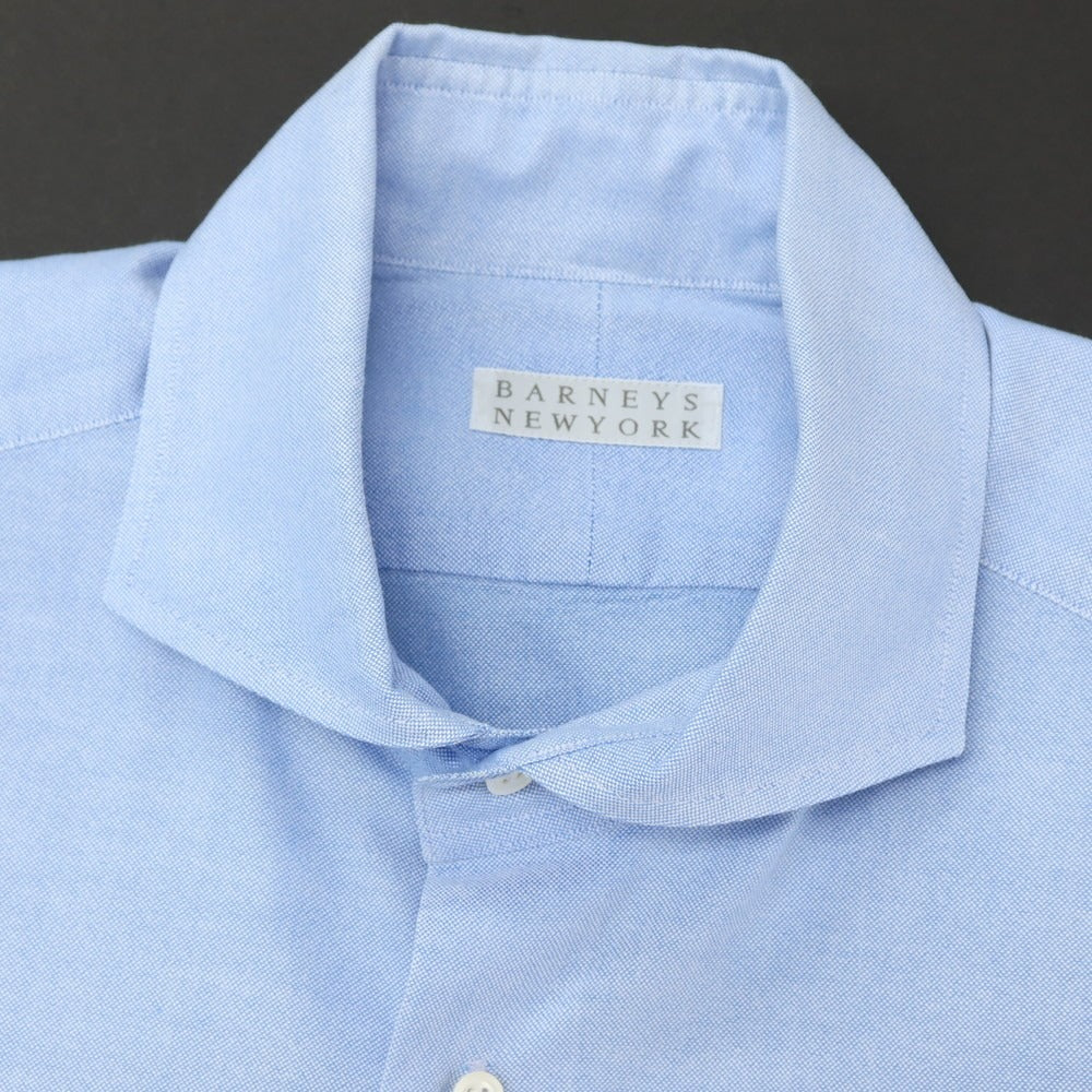 【中古】バーニーズニューヨーク BARNEYS NEWYORK コットンポリエステル ホリゾンタルカラー 半袖シャツ ブルー【サイズL】【 状態ランクC 】【 メンズ 】