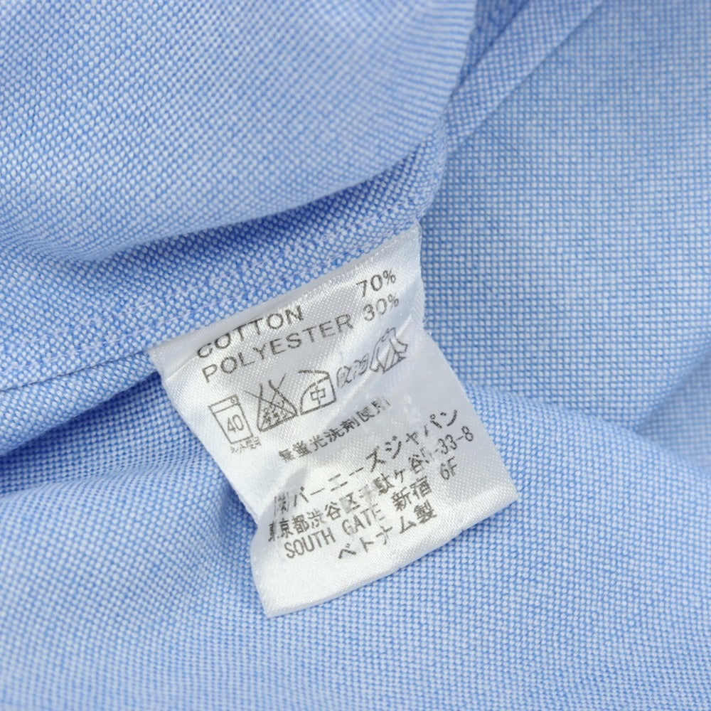 【中古】バーニーズニューヨーク BARNEYS NEWYORK コットンポリエステル ホリゾンタルカラー 半袖シャツ ブルー【サイズL】【 状態ランクC 】【 メンズ 】