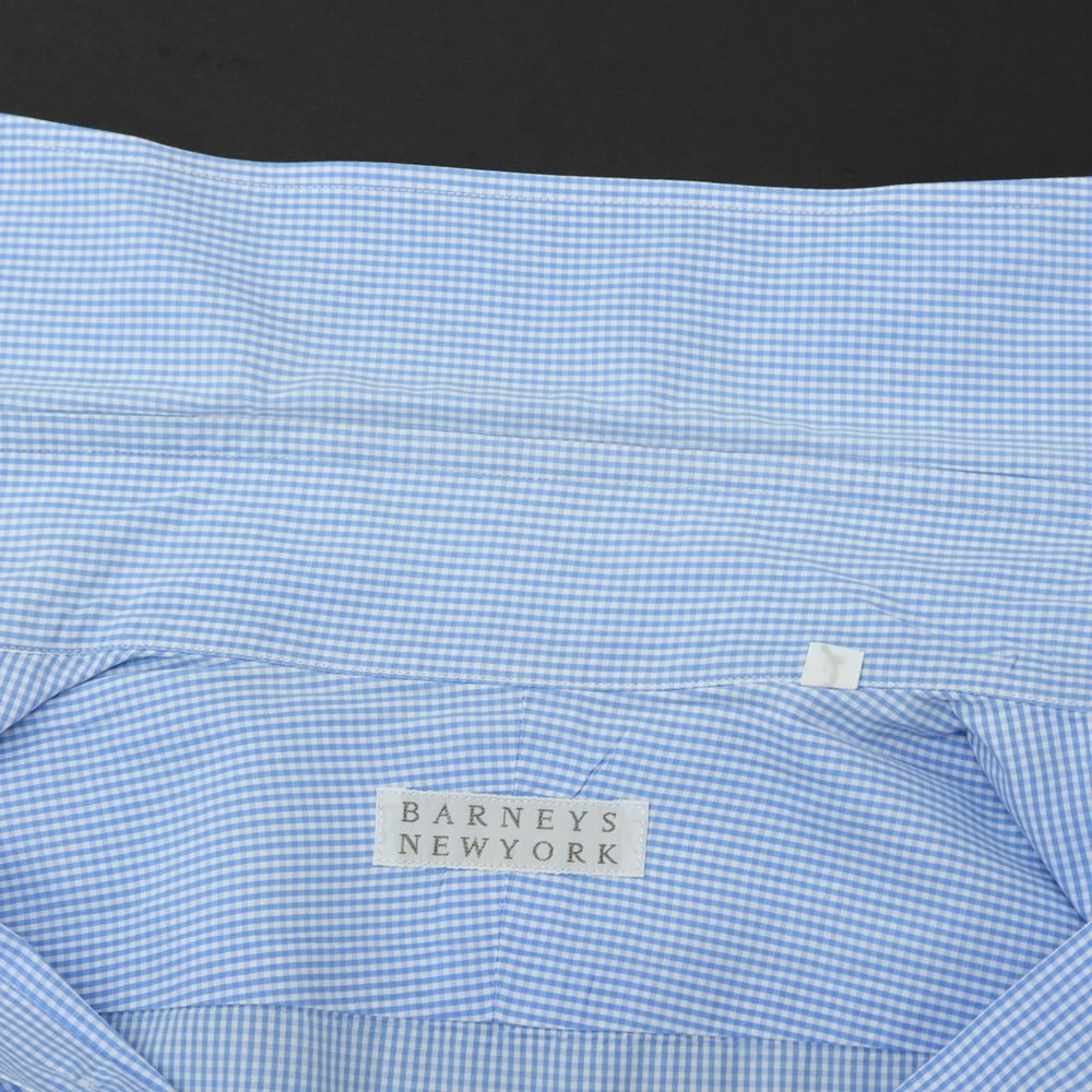 【中古】バーニーズニューヨーク BARNEYS NEWYORK コットン ギンガムチェック ホリゾンタルカラー 半袖シャツ ブルーxホワイト【サイズL】【 状態ランクC 】【 メンズ 】
