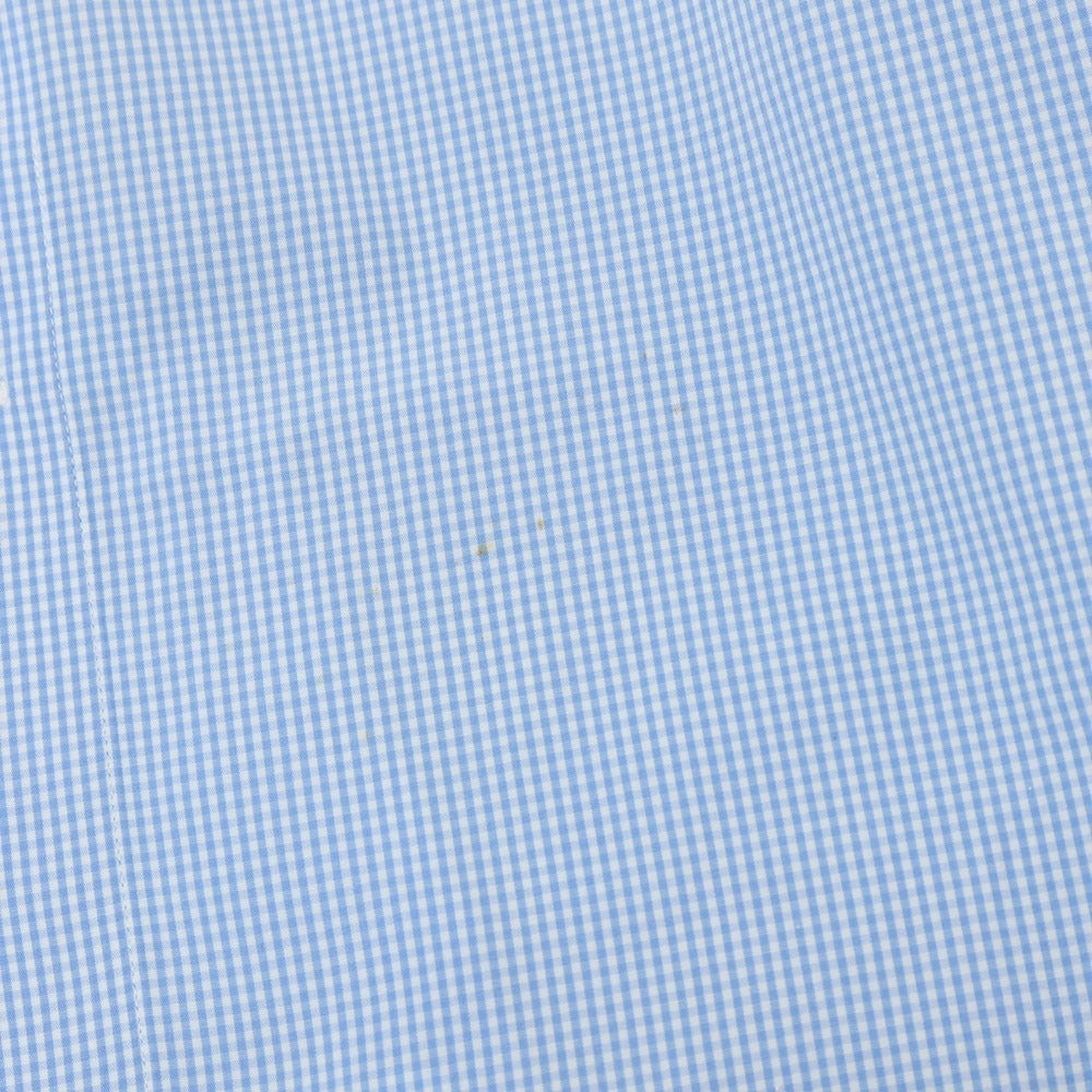 【中古】バーニーズニューヨーク BARNEYS NEWYORK コットン ギンガムチェック ホリゾンタルカラー 半袖シャツ ブルーxホワイト【サイズL】【 状態ランクC 】【 メンズ 】