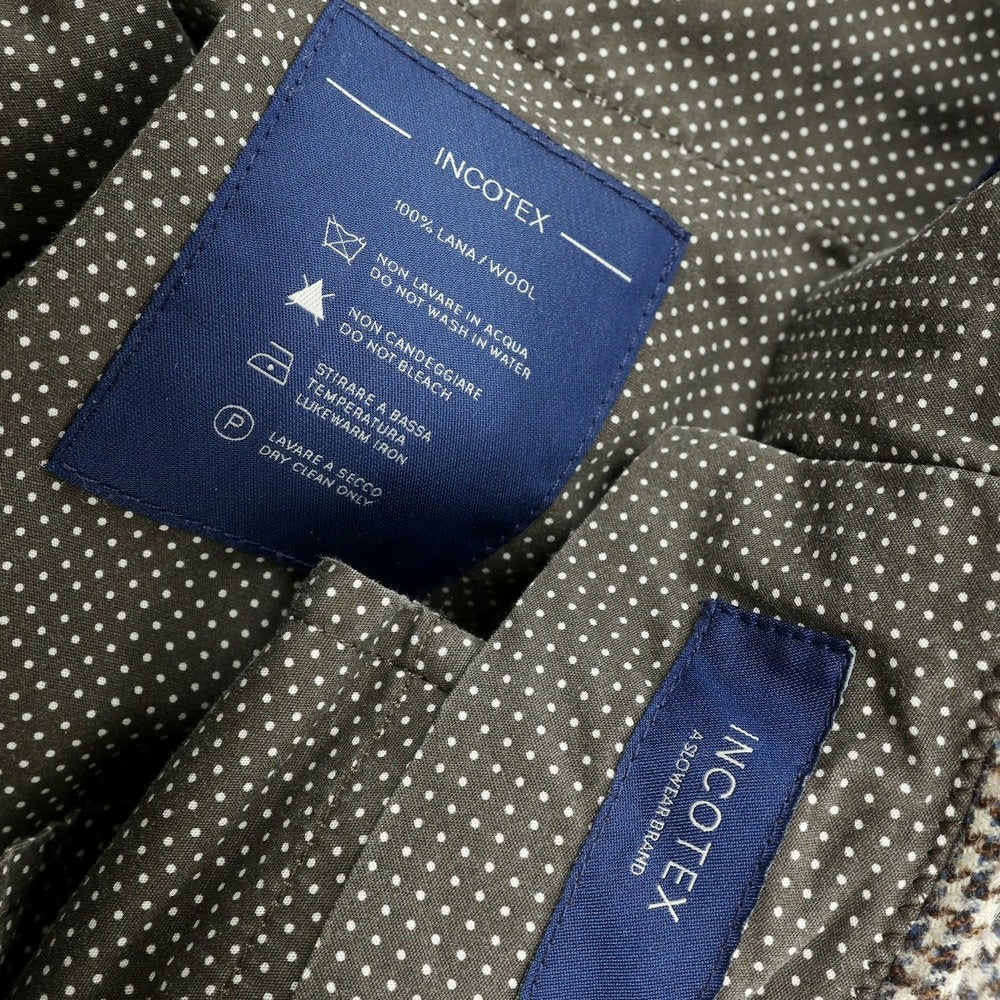 【中古】インコテックス INCOTEX ウール ハウンドトゥース カジュアルスラックスパンツ ブラウン【 50 】【 状態ランクB 】【 メンズ 】