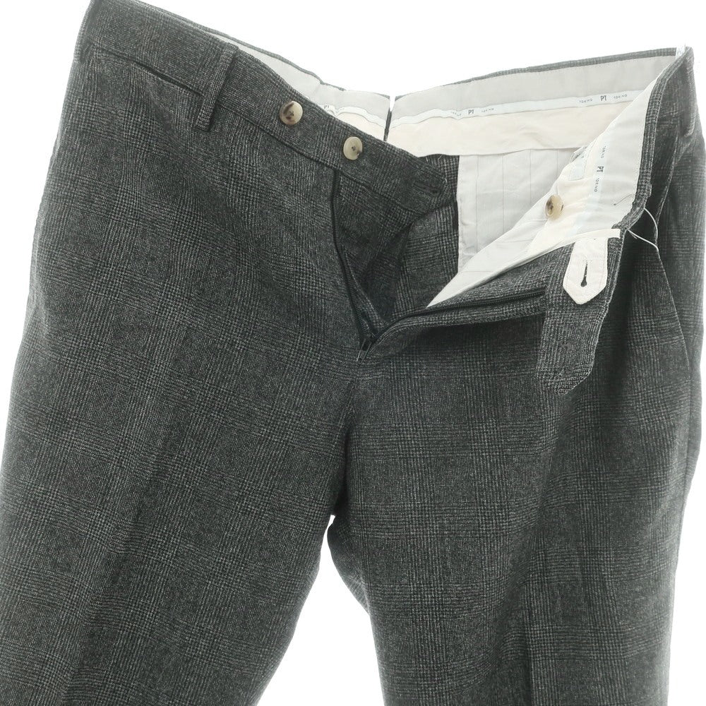 【中古】ピーティートリノ PT TORINO SUPER110‘S ウール グレンチェック ドレススラックスパンツ グレー【 50 】【 状態ランクC 】【 メンズ 】