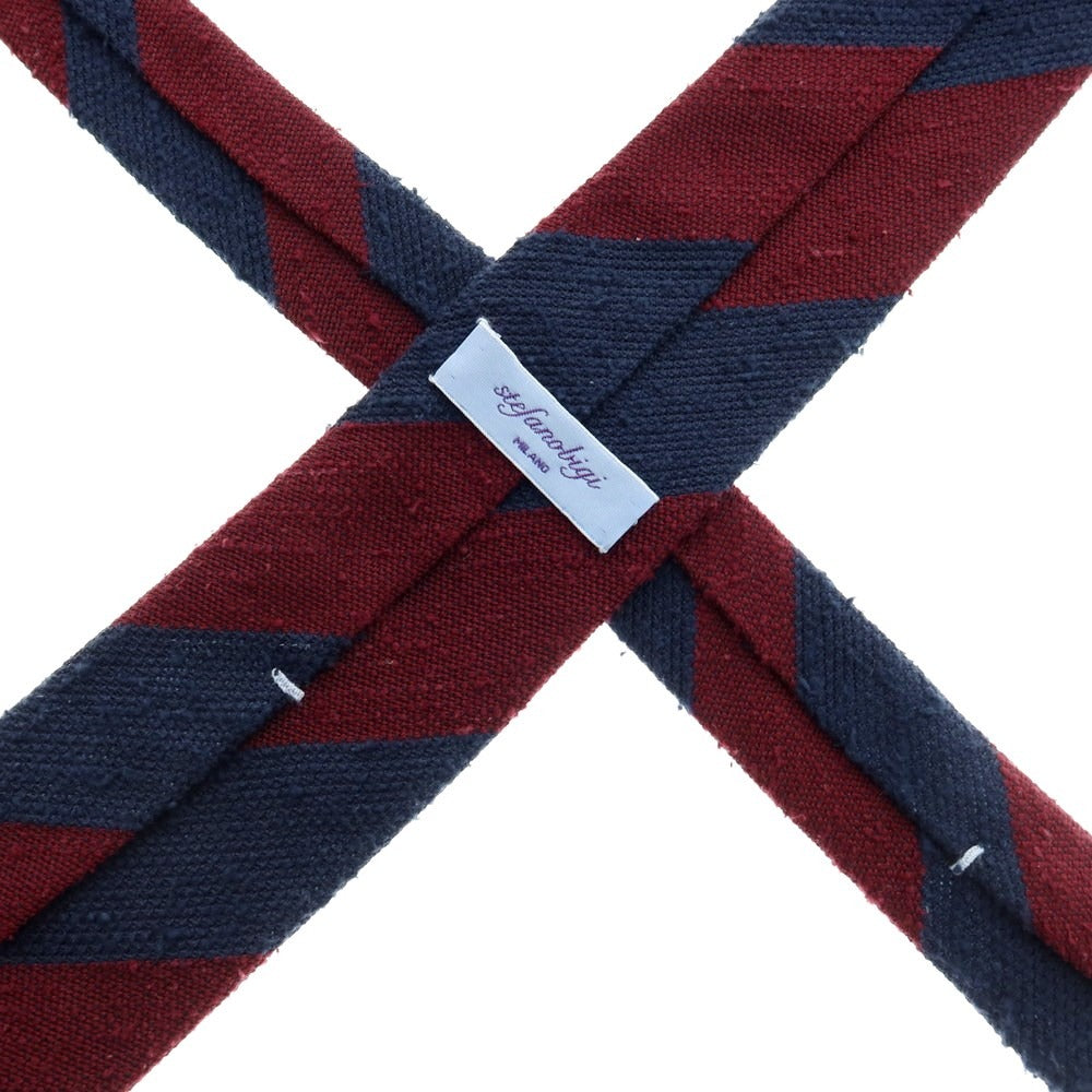 【中古】ステファノ ビジ stefano bigi シルク ストライプ柄ネクタイ ワインレッドxネイビー【 状態ランクB 】【 メンズ 】