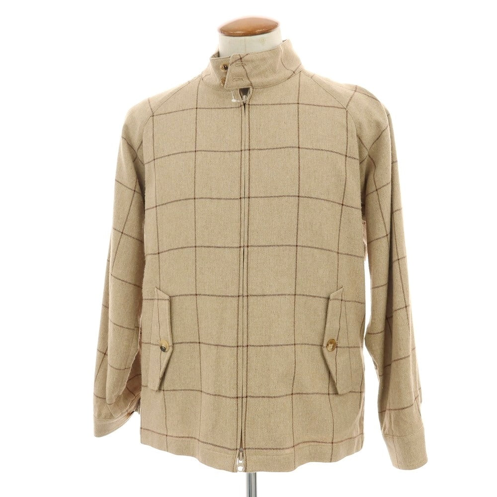 【中古】インバーティア INVERTERE コットンシルクウール ウィンドウペーンチェック スイングトップ ベージュ【 38 】【 状態ランクB 】【 メンズ 】