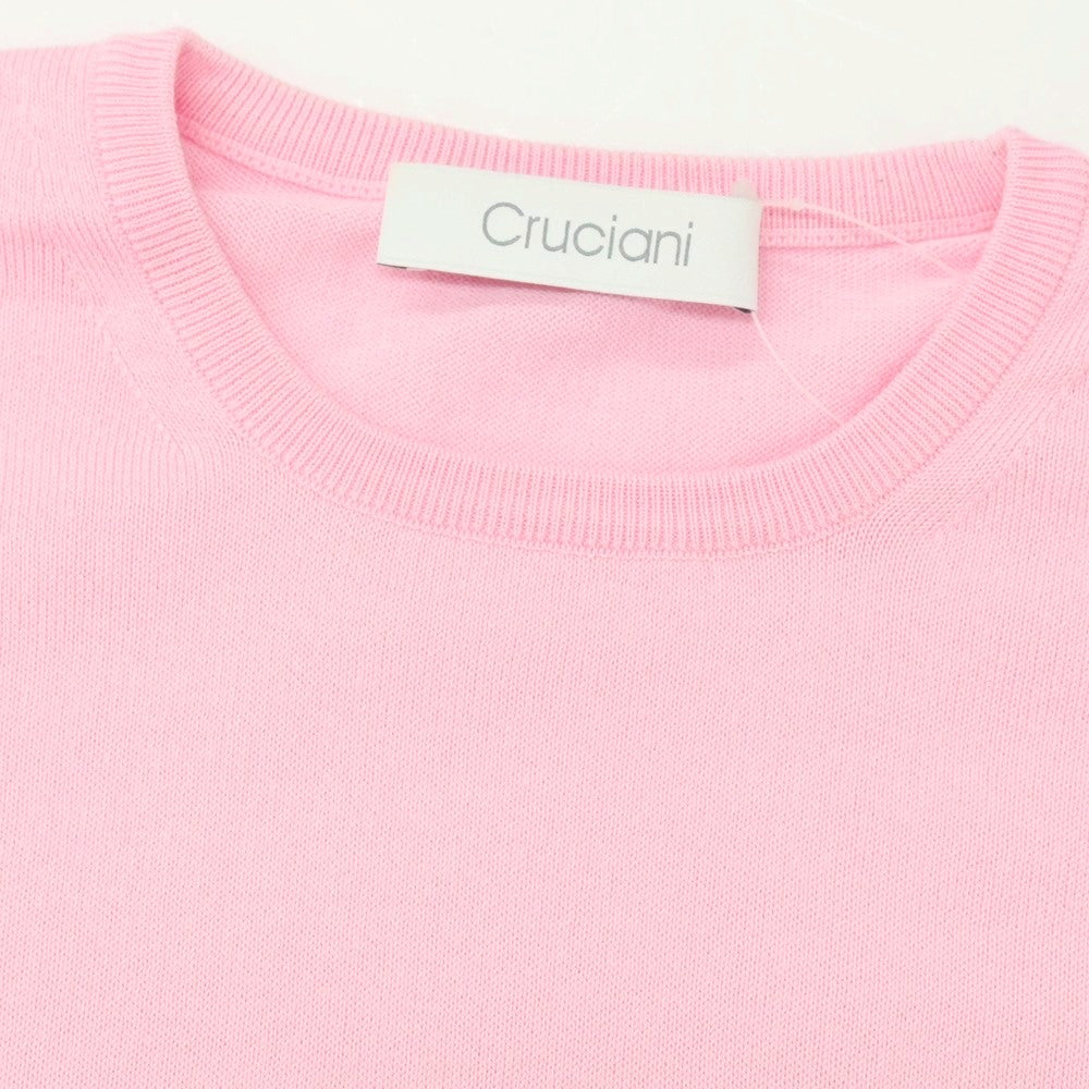【中古】クルチアーニ CRUCIANI ハイゲージ コットン クルーネック 半袖 プルオーバーニット ピンク【サイズ44】【 状態ランクB 】【 メンズ 】