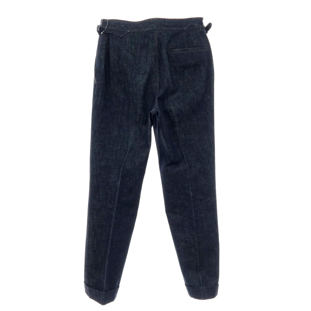 【中古】イガラシトラウザーズ 五十嵐 IGARASHI TROUSERS デニム ツープリーツ カジュアルスラックスパンツ ネイビー【 表記なし(XS位) 】【 状態ランクB 】【 メンズ 】