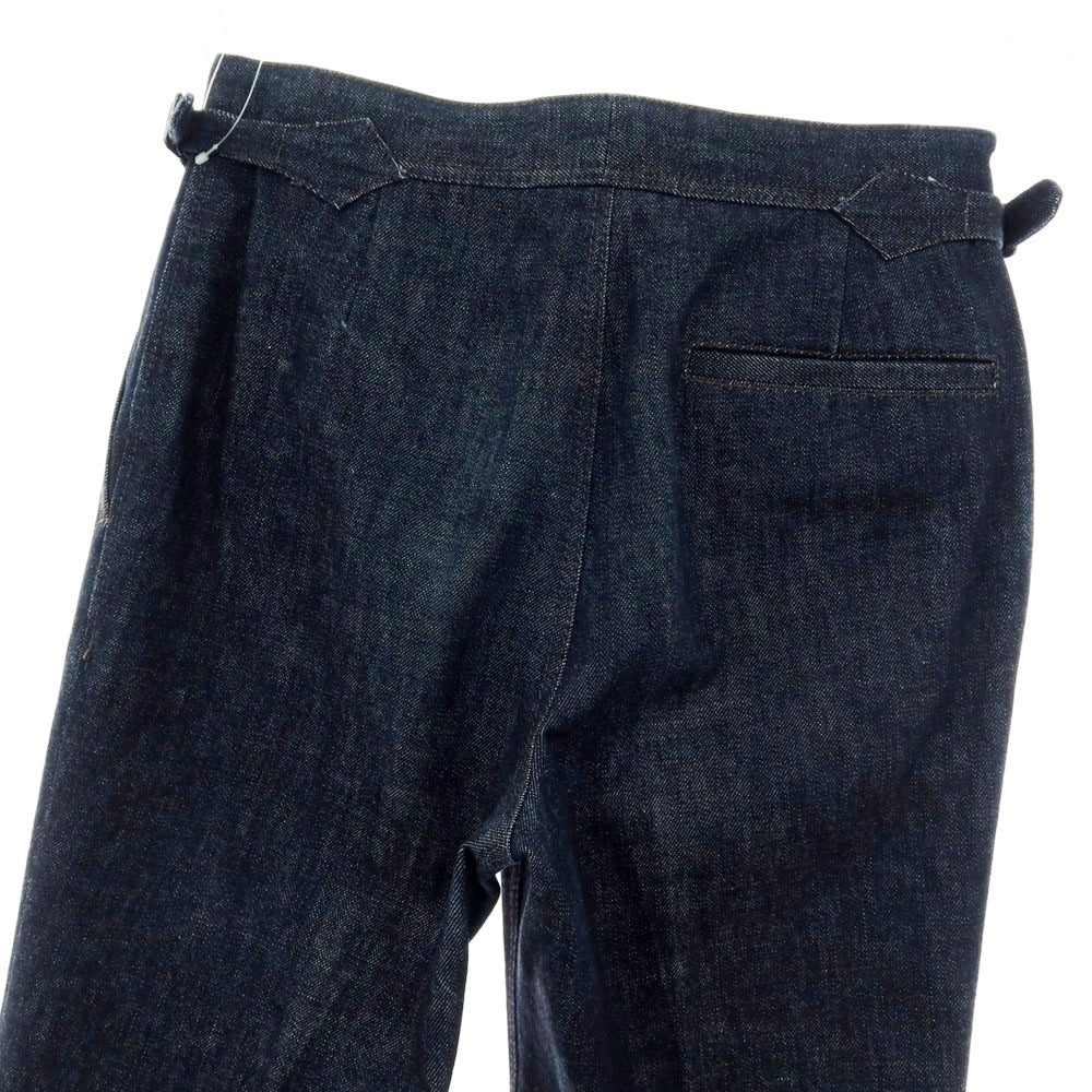 【中古】イガラシトラウザーズ 五十嵐 IGARASHI TROUSERS デニム ツープリーツ カジュアルスラックスパンツ ネイビー【 表記なし(XS位) 】【 状態ランクB 】【 メンズ 】