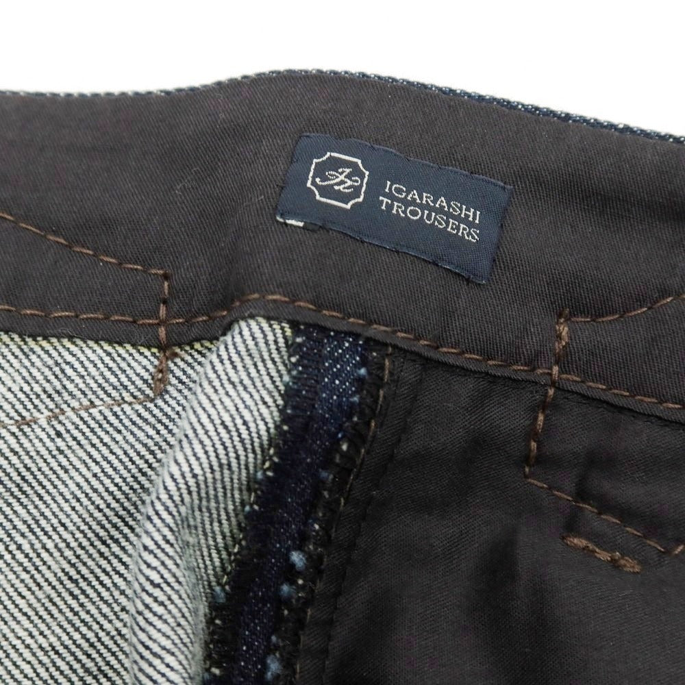 【中古】イガラシトラウザーズ 五十嵐 IGARASHI TROUSERS デニム ツープリーツ カジュアルスラックスパンツ ネイビー【 表記なし(XS位) 】【 状態ランクB 】【 メンズ 】