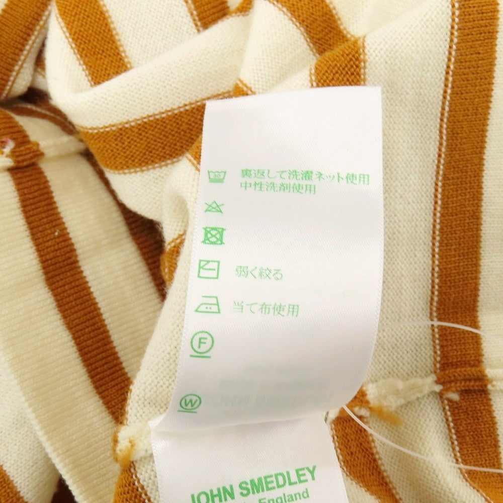 【中古】ジョンスメドレー JOHN SMEDLEY ウール ボーダー タートルネック プルオーバーニット アイボリーxオレンジブラウン【 M 】【 状態ランクC 】【 メンズ 】