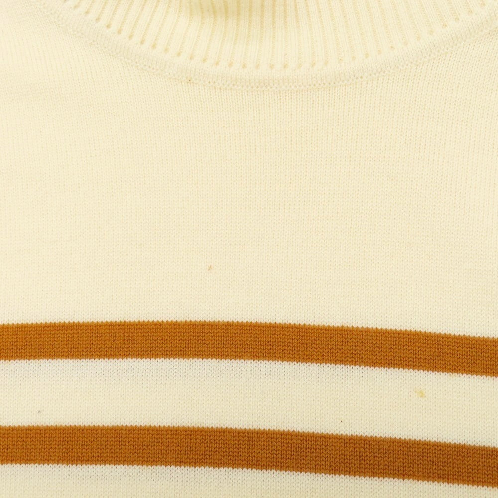 【中古】ジョンスメドレー JOHN SMEDLEY ウール ボーダー タートルネック プルオーバーニット アイボリーxオレンジブラウン【 M 】【 状態ランクC 】【 メンズ 】