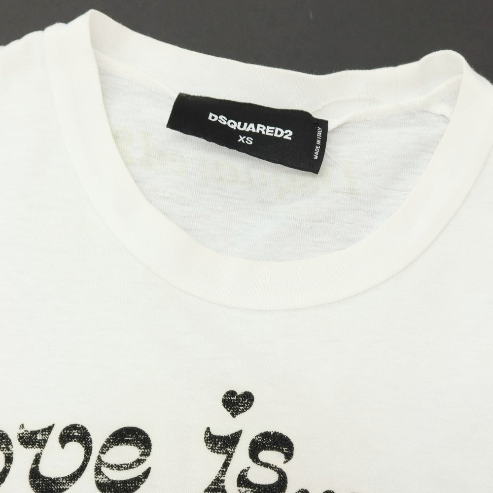 【中古】ディースクエアード DSQUARED2 コットン クルーネック 半袖Tシャツ ホワイト【サイズXS】【 状態ランクC 】【 メンズ 】