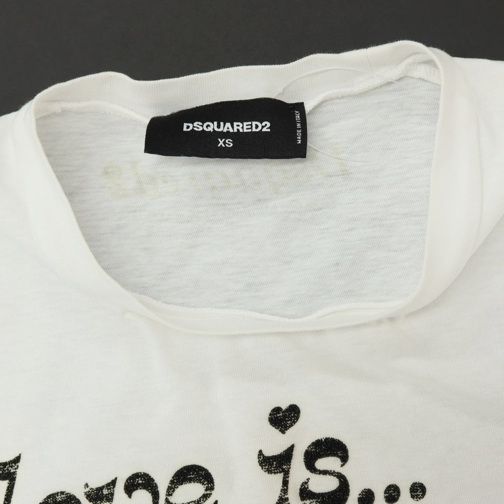 【中古】ディースクエアード DSQUARED2 コットン クルーネック 半袖Tシャツ ホワイト【サイズXS】【 状態ランクC 】【 メンズ 】
