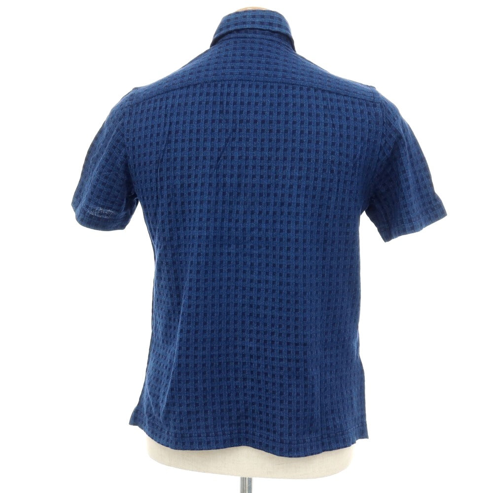 【中古】ギローバー GUY ROVER コットン チェック 半袖ポロシャツ ネイビー【サイズXS】【 状態ランクC 】【 メンズ 】