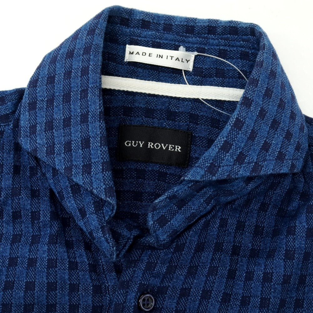 【中古】ギローバー GUY ROVER コットン チェック 半袖ポロシャツ ネイビー【サイズXS】【 状態ランクC 】【 メンズ 】
