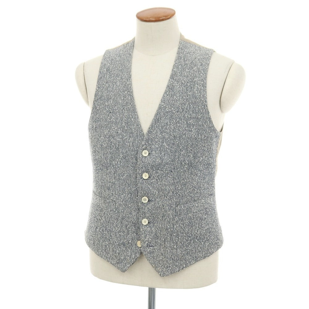 【中古】ラルディーニ LARDINI リネンコットンナイロン カジュアル系ジレ ベスト ネイビーxホワイト×ベージュ【サイズ46】【 状態ランクB 】【 メンズ 】